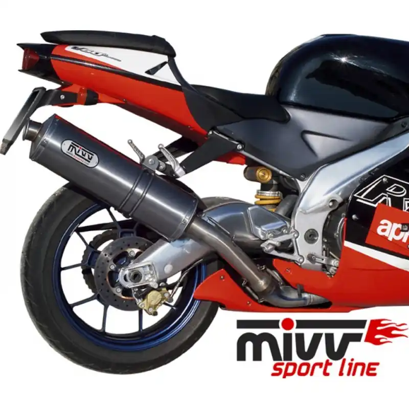 Nur Für Kurze Zeit Auspuffanlage Mivv SLIP-ON Edelstahl Oval Sport für Aprilia RSV Mille 1000 ccm Bj. 1998 - 2003