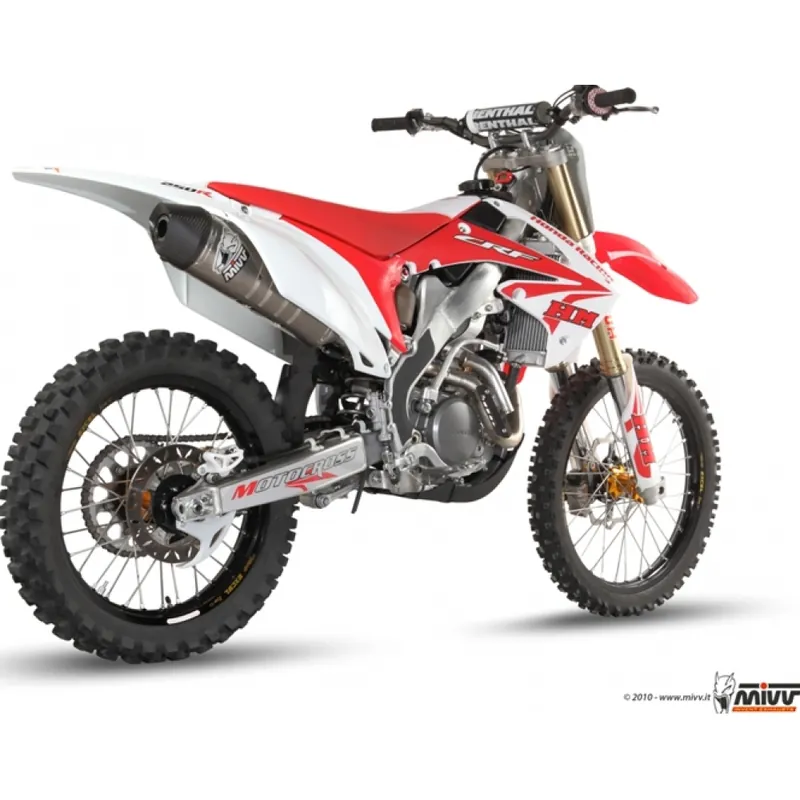 Neue Ware Auspuffanlage Mivv Komplettanlage 1x1 Edelstahl mit Carbon Kappe Oval Stronger für Honda CRF R 250 ccm Bj. 2011 - 2012