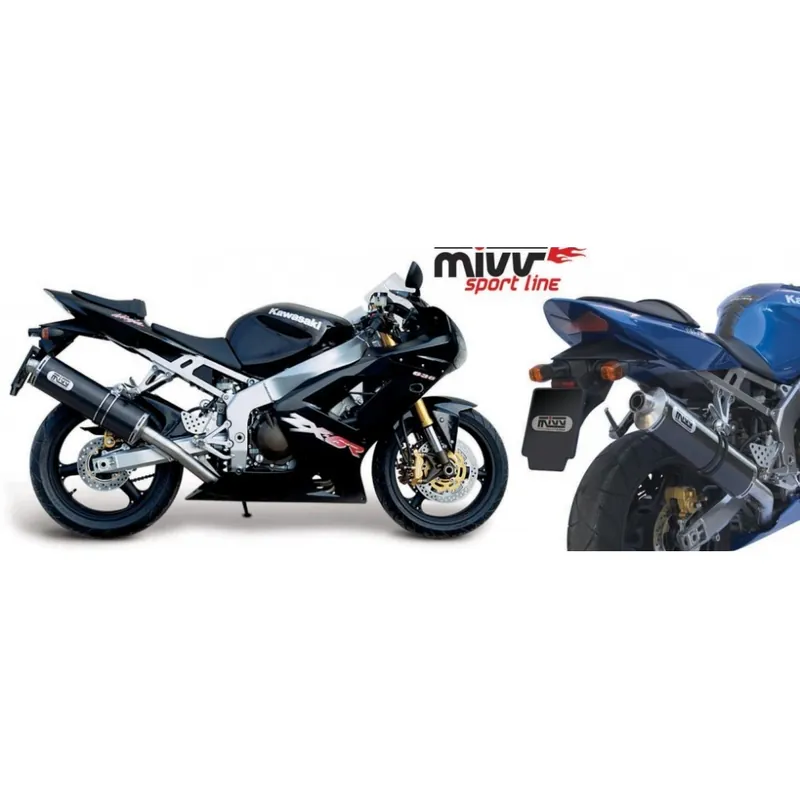 Auspuffanlage Mivv SLIP-ON Edelstahl Oval Sport für Kawasaki ZX-6R 600 / 636 ccm Bj. 2002 - 2004 Neu Im Sortiment