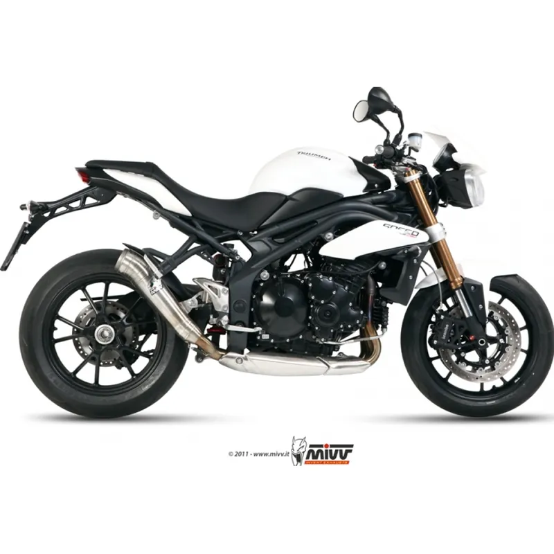 Solange Der Vorrat Reicht Auspuffanlage Mivv SLIP-ON Edelstahl Ghibli Sport für Triumph Speed Triple R EFI / 1050 ccm Bj. 2011 - 2016