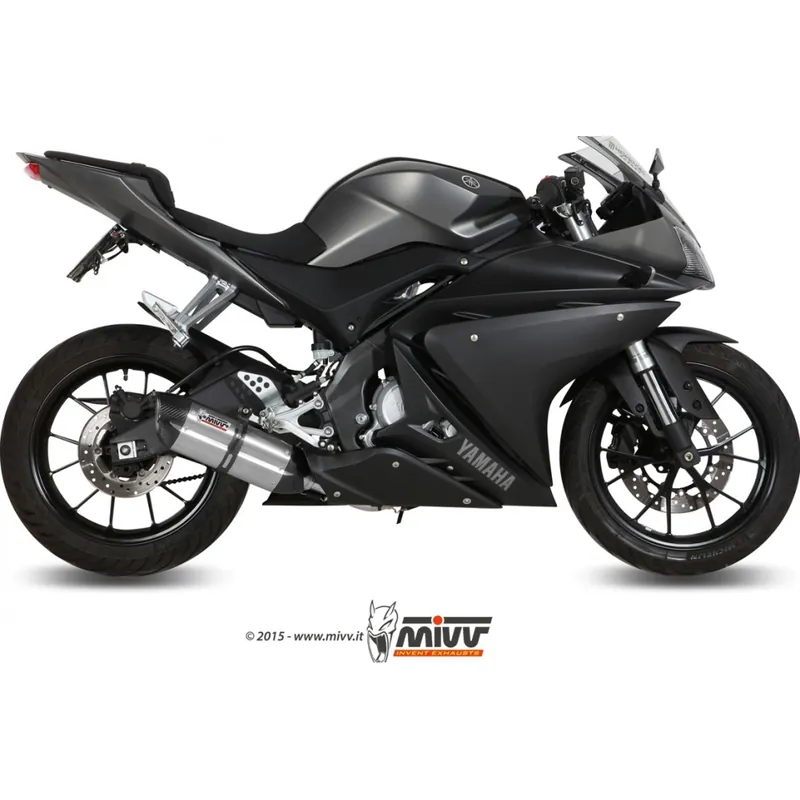 Angebot Auspuffanlage Mivv Komplettanlage 1x1 Edelstahl mit Carbon Kappe Suono Sport für Yamaha MT- ABS YZF R 125 ccm Bj. 2014 - 2015