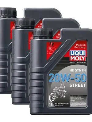 3x Liqui Moly 3816 für Harley Davidson Motorbike HD Synth Street Motoröl 20W-50 1L Neue Ware
