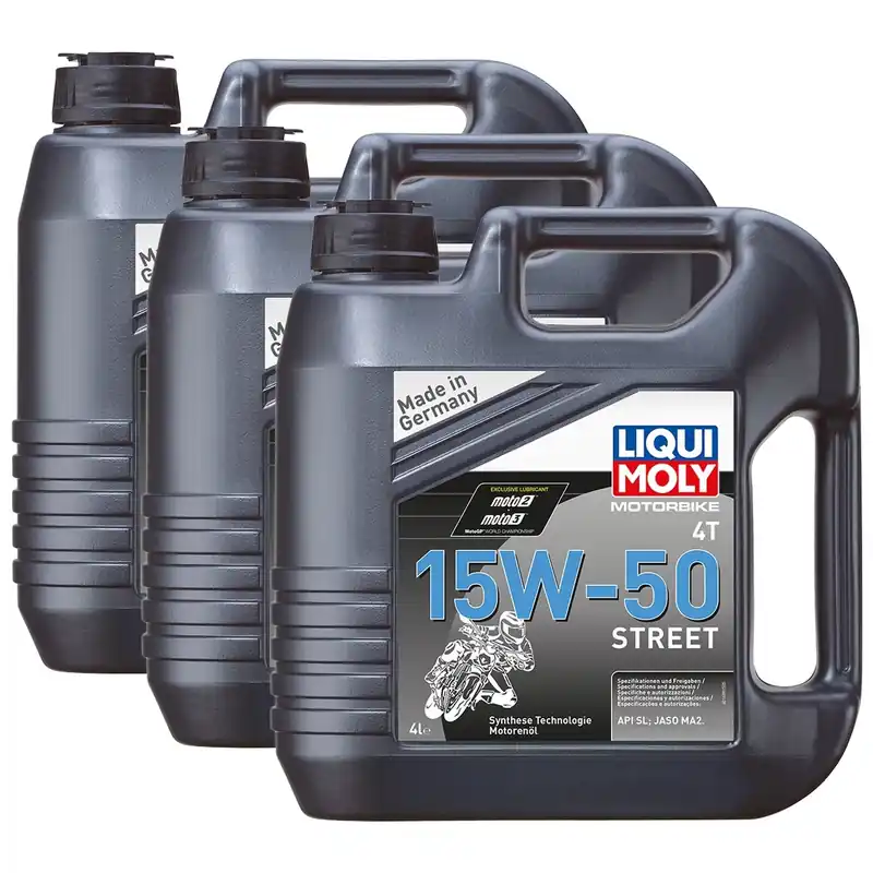 3x Liqui Moly 1689 Motorbike 4T Motoröl Synth Motorrad Street Race 15 W-50 4L Heißes Angebot