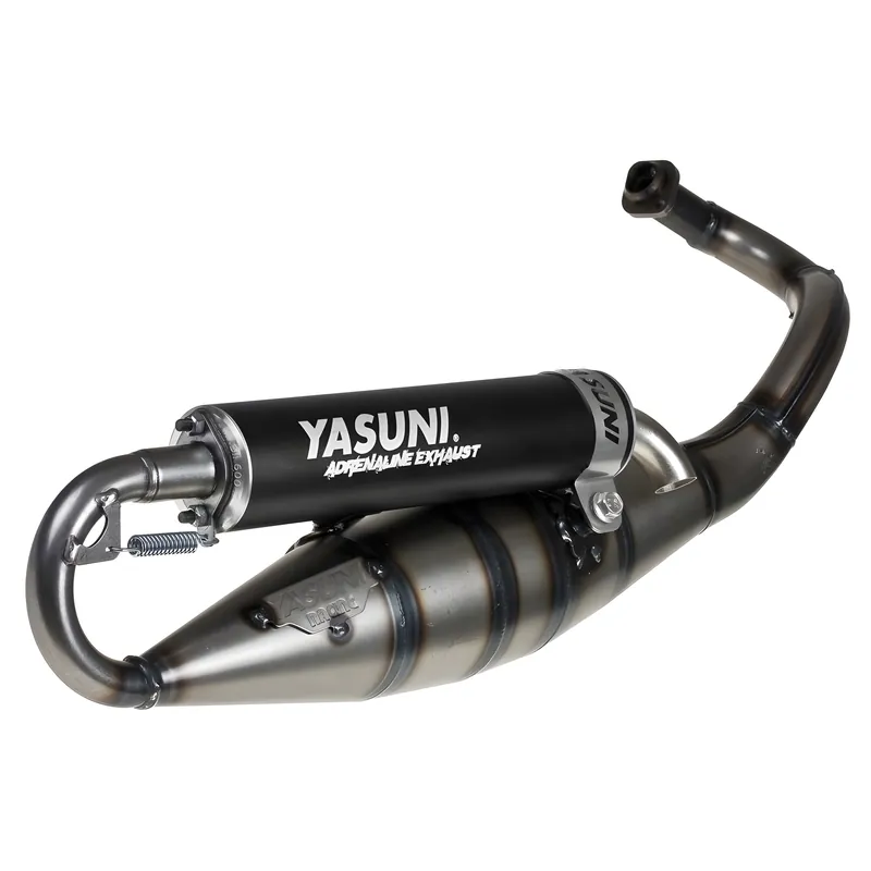 Solange Der Vorrat Reicht Auspuffanlage Yasuni Scooter R mit Zulassung, schwarz für Piaggio Typhoon, Gilera Runner Aprilia SR R LC Street NRG Power AC SP Extreme Zip SSL 25 2 Sfera Restyling