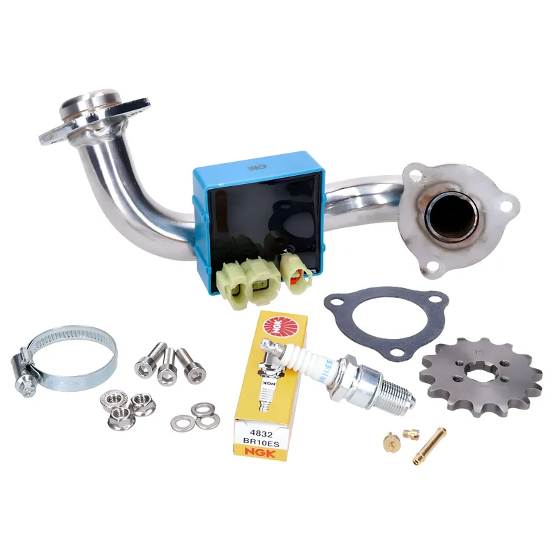 Schneller Versand Entdrosselungskit Premium / Edelstahlkrümmer für Derbi Senda, Aprilia RX/SX, Gilera RCR, SMT 2018- (Euro4)
