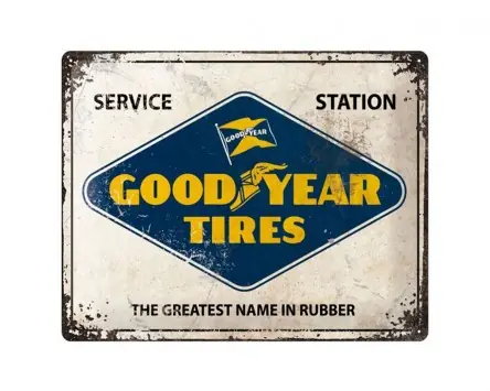 Top-Seller Reklameschild NOSTALGIC ART Goodyear - Logo White, 30x40cm, geprägtes Stahlblech, Blechtafel