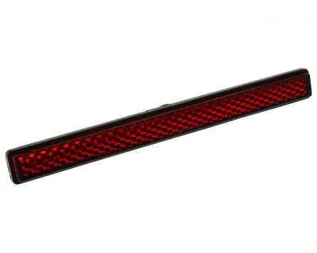 Neu Rückstrahler SHIN YO rot, eckig 123x12,5x13mm mit Gewindebolzen M5, E-geprüft für Motorrad, Moped, Roller, Quad, Universal