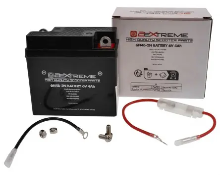 Batterie 2EXTREME 6N4B-2A 6V 4Ah AGM 101x47x95mm kompatibel für Yamaha DT50, DT175, DT250, RD50, RD80, Simson Schwalbe KR 51 51/50, Suzuki GT 80, TSX Billig