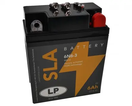 Begrenztes Angebot Batterie LANDPORT 6N6-3 6V, 6Ah wartungsfrei kompatibel für Honda CB 125 SL, Yamaha DT 175, 400, XL 250, XT 500