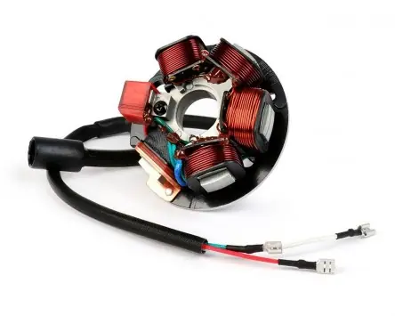 Umrüstkit Grundplatte, Lichtmaschine HP V2.5 Silikon 6 Kabel, 3-Pin Rundstecker ohne Batterie BGM PRO kompatibel für Vespa PK XL Zertifiziert