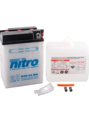 Nitro Batterie 6V 13AH B38-6A Blei-Säure mit Säurepack Begrenztes Angebot