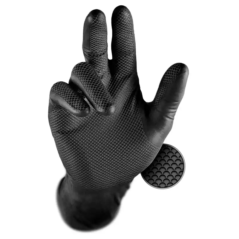 Heißes Angebot Grippaz Nitril Schutzhandschuhe puderfrei latexfrei schwarz 50er Packung M