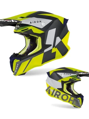 Airoh Twist 2.0 Lift Dunkelblau Gelb MX Helm Crosshelm Motocross Quad Enduro S (55/ 56cm) Aktuell