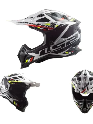 Highlight LS2 MX 700 EVO Subverter Stomp Schwarz Weiß MX Helm Crosshelm Motocross Enduro XXL (63-64cm)