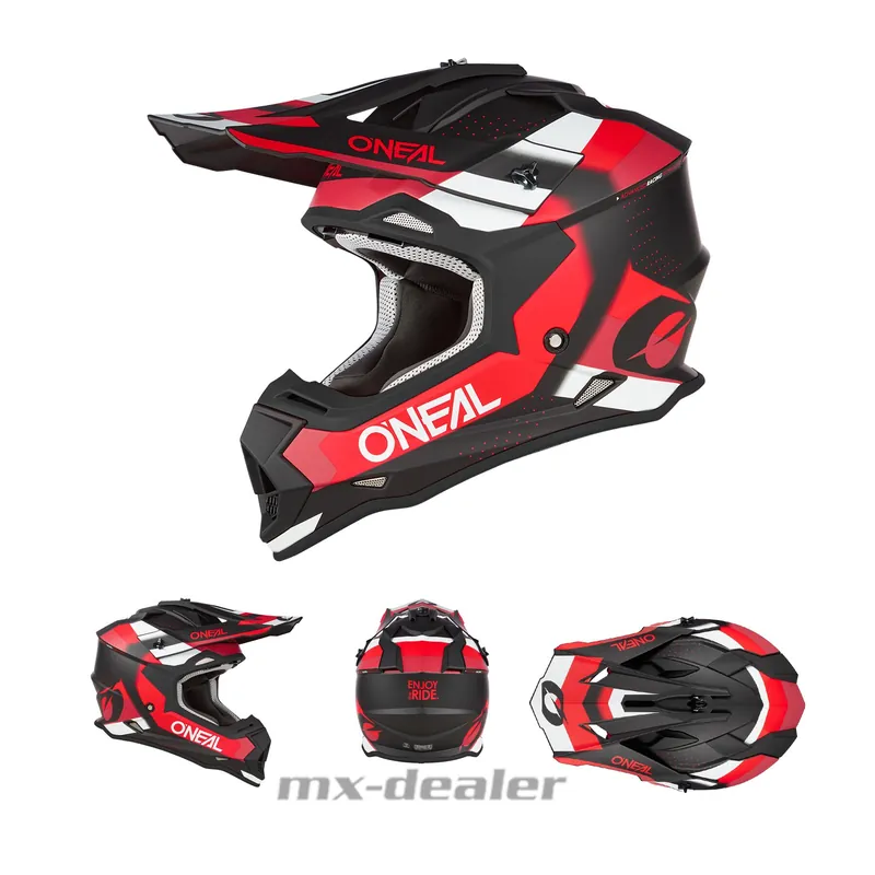 Letzte Chance O‘Neal Crosshelm 2SRS V.23 Spyde Schwarz Rot ECE 06 MX Helm Motocross Enduro M (57/ 58cm)