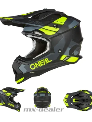 Ausverkauf O‘Neal Crosshelm 2SRS V.23 Spyde Schwarz Neon ECE 06 MX Helm Motocross Enduro S (55/ 56cm)