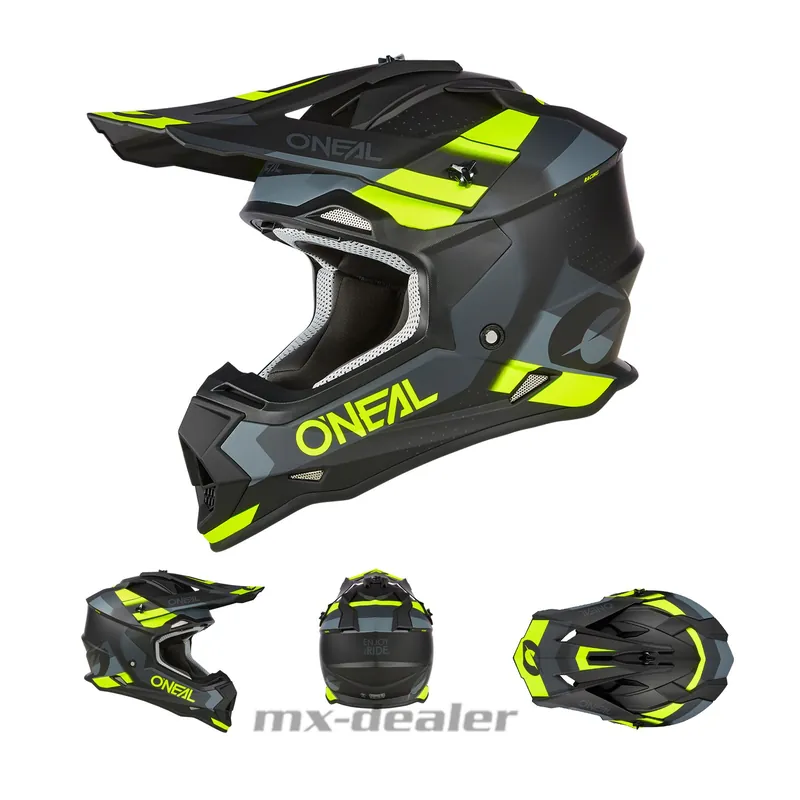 O‘Neal Crosshelm 2SRS V.23 Spyde Schwarz Neon ECE 06 MX Helm Motocross Enduro XL (61/ 62cm) Saisonangebot