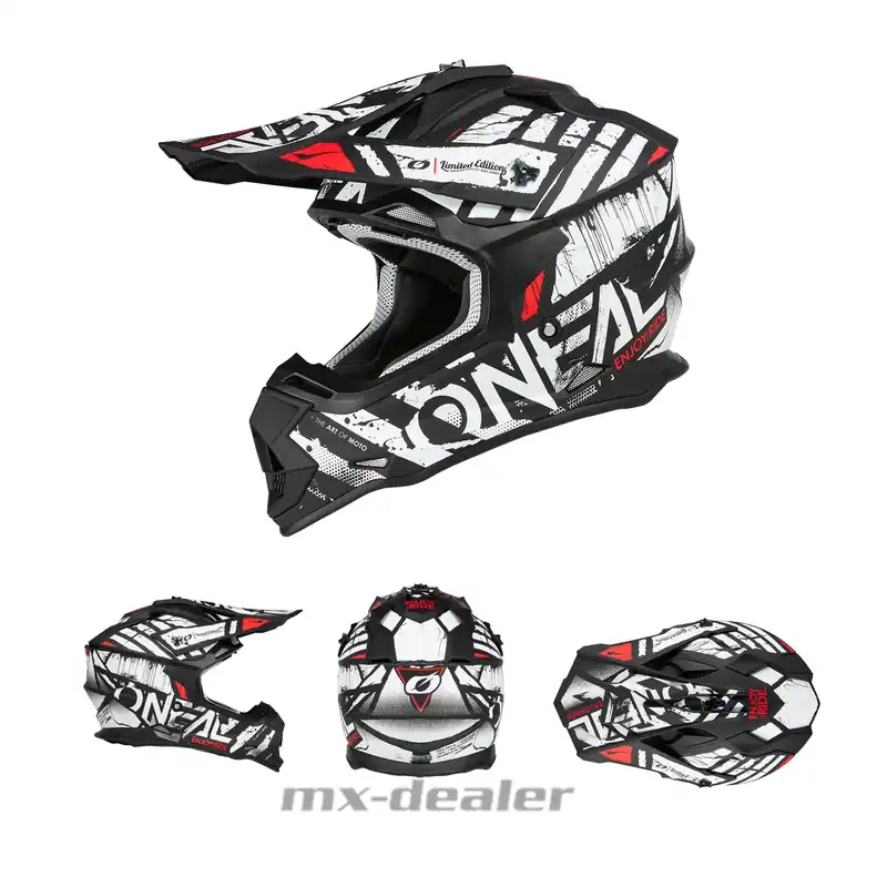 Letzte Chance O‘Neal Crosshelm 2SRS Glitch Schwarz Weiß ECE 06 MX Helm Motocross Enduro XXL (63/ 64cm)
