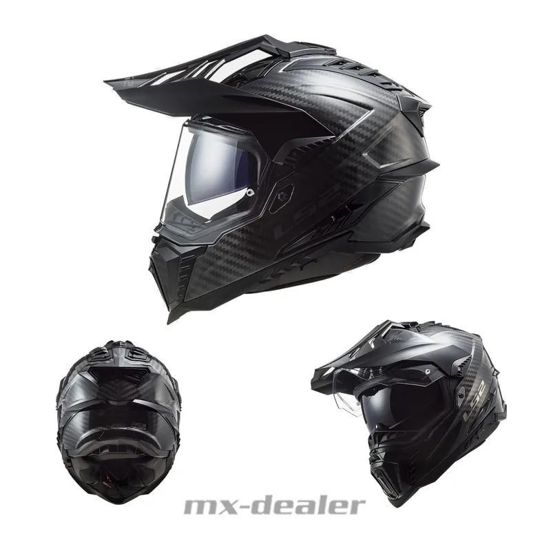 LS2 MX701 Carbon Helm Explorer C Solid Schwarz Dualsport Enduro GS MX S (55-56cm) Finale Aktion
