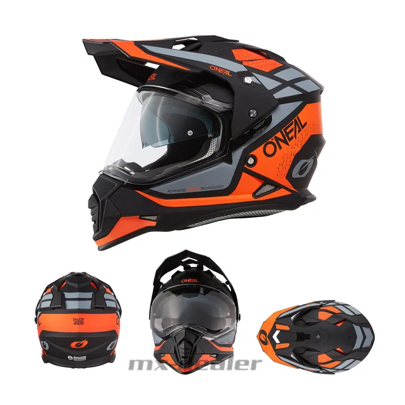 Geprüft O‘Neal Sierra R Schwarz Schwarz Orange ECE 06 Helm mit Visier Enduro Adventure GS M (57/ 58cm)