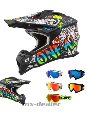 Bestseller O‘Neal Crosshelm 2SRS Rancid ECE 06 MX Helm + HP7 Brille verspiegelt XL (61/ 62cm) HP7 weiß/ rot verspiegelt