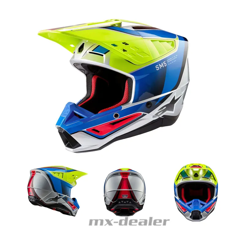 Alpinestars S-M5 SM5 ECE 22.06 Sail Gelb Blau MX Helm Crosshelm Motocross Cross Enduro 2XL (63-64cm) Top-Preis