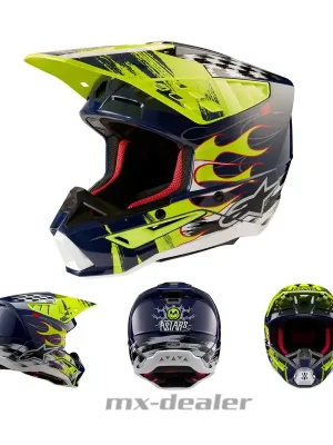 Alpinestars S-M5 SM5 ECE 22.06 Rash Dark Navy Gelb MX Helm Crosshelm Motocross Cross Enduro Direktkauf