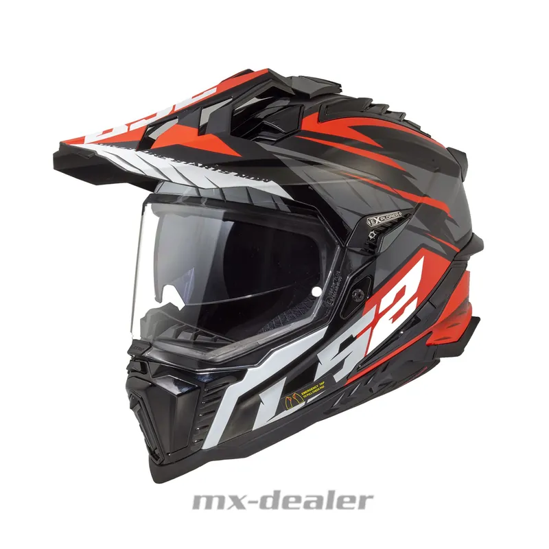 LS2 MX701 Explorer Spire Schwarz Titanium Rot Dualsport Enduro Helm GS MX Crosshelm XXL (63-64cm) Letzte Chance
