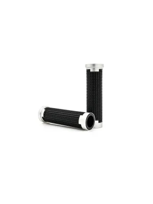 DAYTONA "GRIPPYGRIP" GGDM-CROSS Griffgummi paar schwarz mit silbernem Aluminium Ring ø22.2 mm 7/8" Schneller Versand