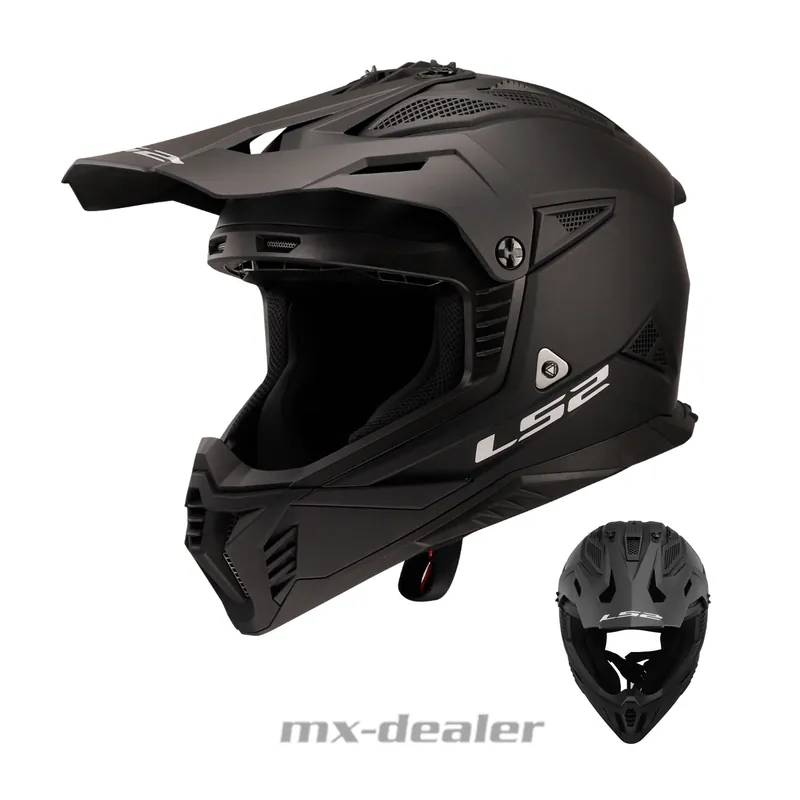 Neuheit LS2 MX708 Fast II Solid Schwarz Matt Helm Motocross Crosshelm Enduro MTB Quad XXL (63/ 64cm)