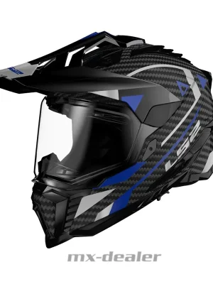 Highlight LS2 MX701 Carbon Helm Explorer C Adventure Schwarz Blau Dualsport Enduro GS MX XXL (63-64cm)