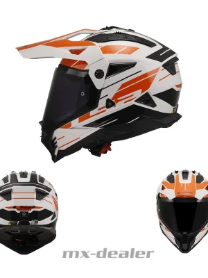 Ausverkauf LS2 MX 702 Pioneer 2 Namib Orange + 2. Visier Dualsport Enduro Helm Crosshelm XXL (63-64cm)