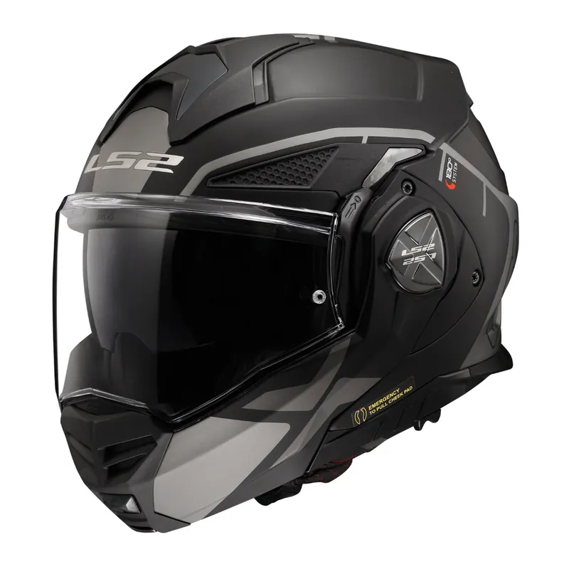 LS2 FF901 Advant X Metryk Matt Titanium Klapphelm Motorrad Helm + dunkles Visier XXL (63-64cm) Zertifiziert