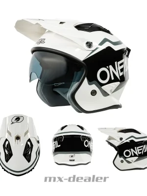 Sonderaktion O‘Neal Volt Corp V.25 Weiß Schwarz Helm mit Visier Trial Roller Enduro Supermoto Quad XL (61/ 62cm)