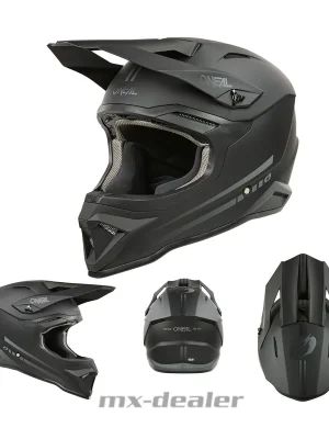 Begrenztes Angebot O‘Neal 1 SRS V.25 ECE06 Solid Schwarz MX Helm Crosshelm Motocross Cross Enduro M (57/ 58cm)