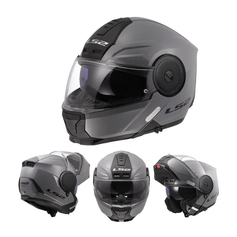 LS2 Klapphelm Scope II Motorrad Helm Solid Nardo Grau FF902 Tourenhelm Urban L (59-60cm) Neu