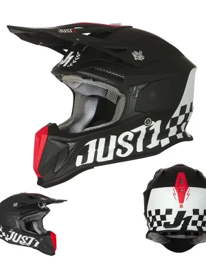 Just1 MX Motocross Helm J18 Composite Old School Schwarz Matt Mega-Angebot