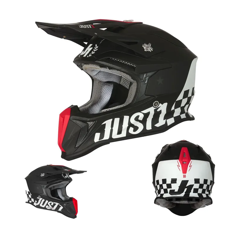 Just1 MX Motocross Helm J18 Composite Old School Schwarz Matt Mega-Angebot