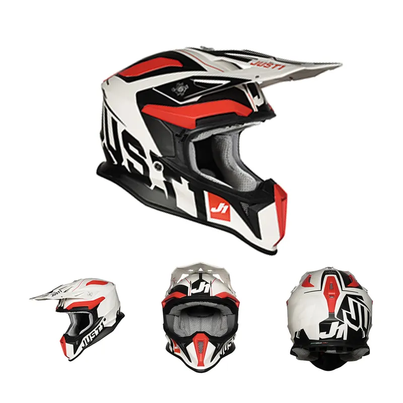 Just1 MX Motocross Helm J18 Composite Virtual Fluo Rot Weiß Matt Top-Preis