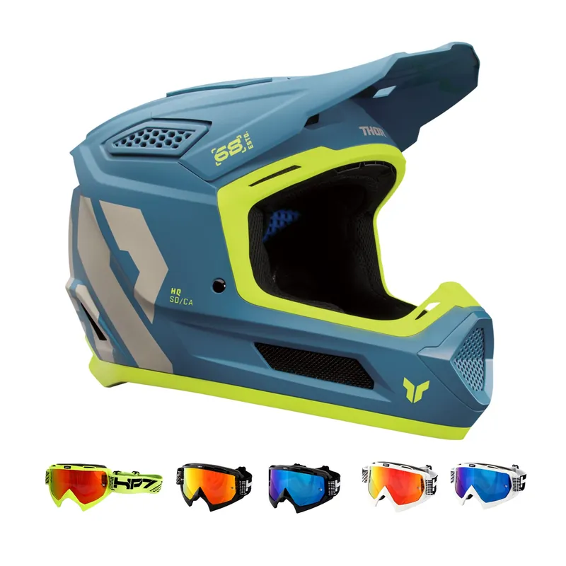 Solange Der Vorrat Reicht Thor MX Crosshelm Fleet Forge Blau + HP7 Brille MX Helm Motocross Cross Enduro Quad XXL (63/ 64cm) weiß blau verspiegelt