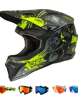 Schneller Versand O‘Neal 1 SRS Vibrant schwarz neon MX Helm Crosshelm + HP7 Brille Motocross Cross Enduro L (59/ 60cm) schwarz blau verspiegelt