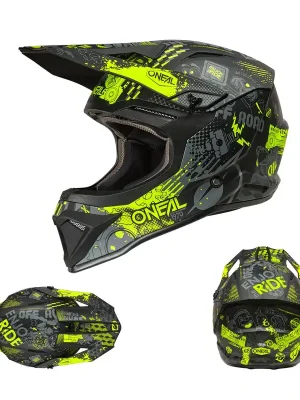 Abverkauf O‘Neal 1 SRS Vibrant schwarz neon MX Helm Crosshelm Motocross Cross Enduro S (55/ 56cm)