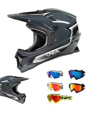 Direkt Vom Hersteller O‘Neal Sonus Slick Schwarz Grau Fahrrad Helm + HP7 Brille MTB BMX Downhill Bike DH Trail XL (61-62cm) neon rot verspiegelt