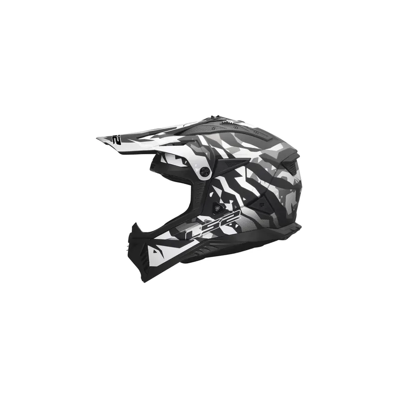LS2 MX708 Crosshelm Fast II Grotesk Schwarz Grau Matt Helm Motocross Enduro Billig