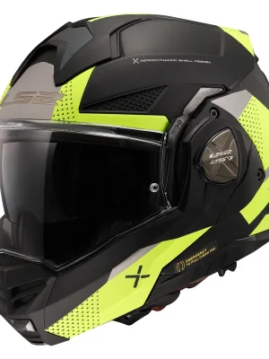 Begrenztes Angebot LS2 Klapphelm Advant X Oblivion Matt Schwarz Fluo Gelb FF901 Motorrad Helm + dunkles Visier XL (61-62cm)
