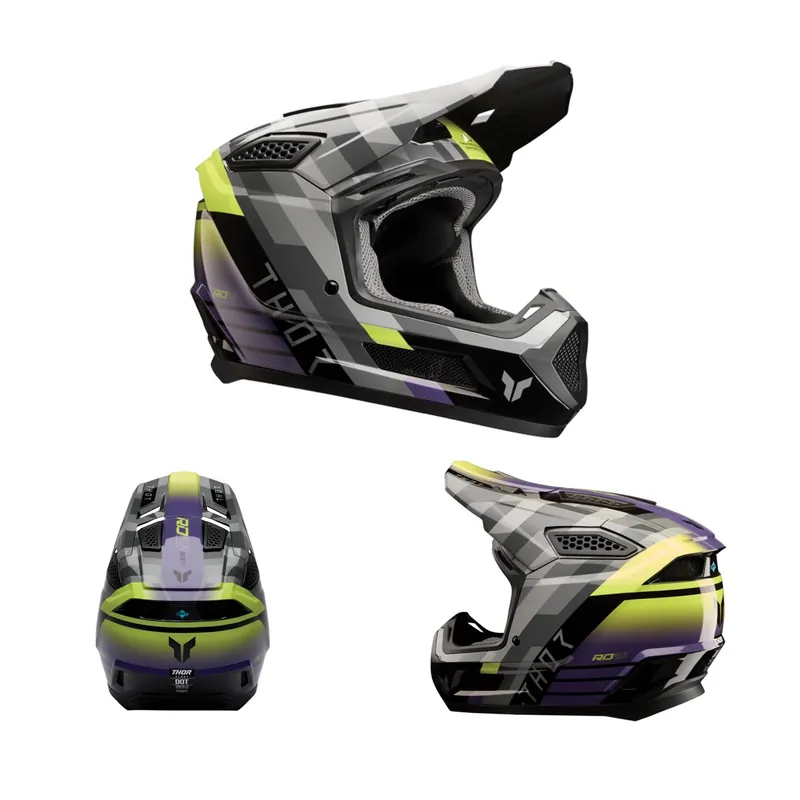 Thor MX Crosshelm Fleet Camber Schwarz Purple MX Helm Motocross Cross Enduro Quad S (55/ 56cm) Preisknaller