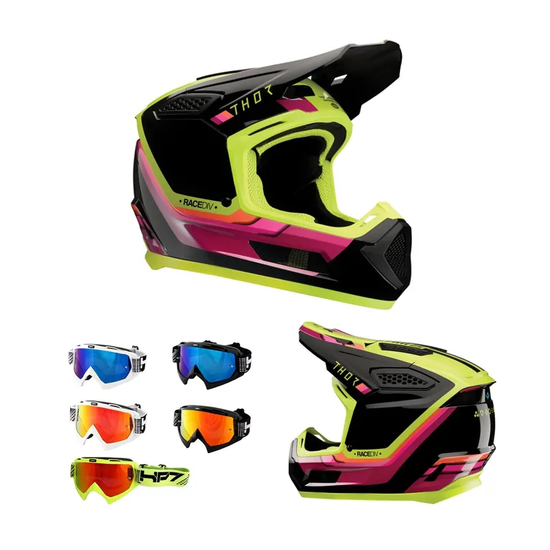 Neu Im Sortiment Thor MX Crosshelm Fleet Defy Schwarz Acid + HP7 Brille MX Helm Motocross Cross M (57/ 58cm) schwarz rot verspiegelt