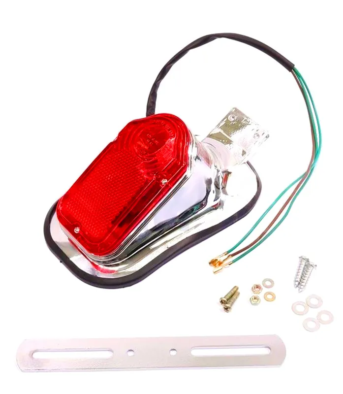 Rücklicht Rückstrahler mit Kennzeichenhalter Oldtimer chrom Mofa Moped Schnäppchen